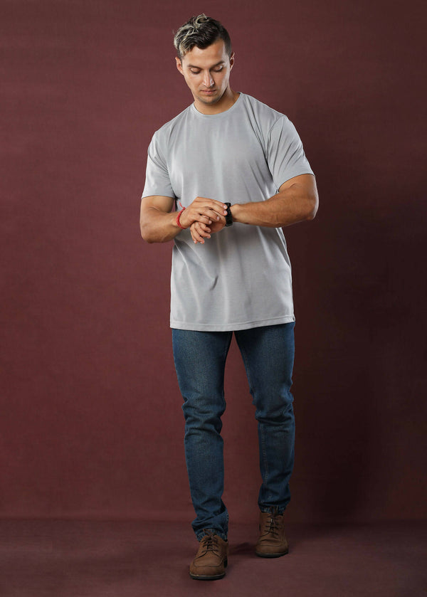 Cloud Grey Crew Neck Tee (Slim)