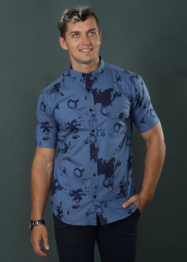 Blue Jason Printed S/S Shirt