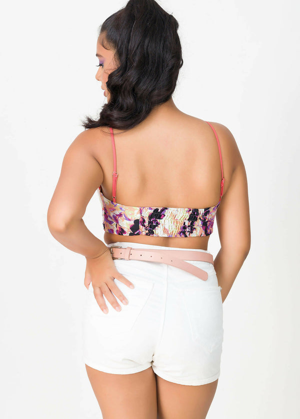Contrast detailed strappy bralet