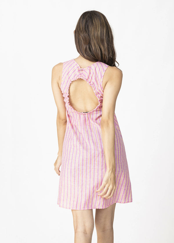 Back open mini dress (pink)